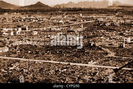 Ruins after the Atomic Bomb, Hiroshima, Japan, 1945 Stock Photo