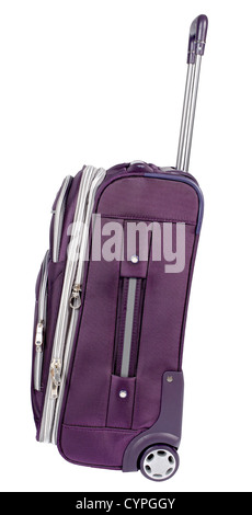 Purple carry on suitcase side Stock Photo