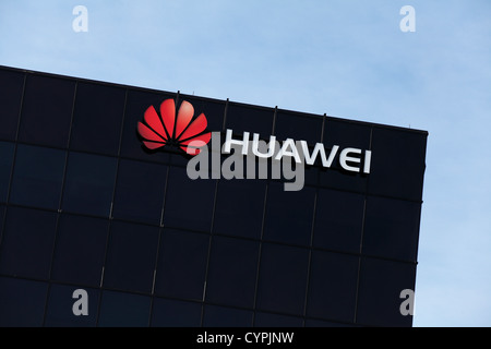 Chinese Company Huawei Logo Sign On An Office Building In Kanata Canada, Huawei Is A Telecom Company Stock Photo