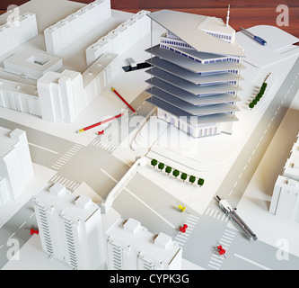 architectural model of a modern building (illustration) Stock Photo