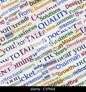 Background, made of newspaper clippings. Business theme. Stock Photo