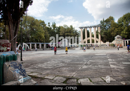 Parque Mexico in Condesa with Lindbergh Theater here used as Playground - Mexico City DF Stock Photo