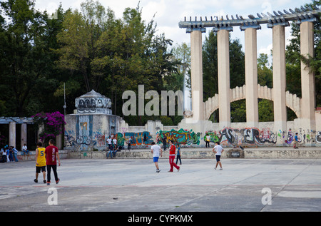 Parque Mexico in Condesa with Lindbergh Theater here used as Playground - Mexico City DF Stock Photo