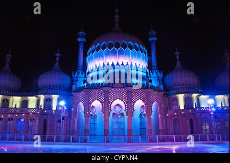 Brighton, UK. 8th Nov, 2012. Winter palace - the Royal Pavilion transformed with the addition of an Ice Rink, Brighton November 8th 2012 phot Credit: Julia Claxton/Alamy Live News Stock Photo