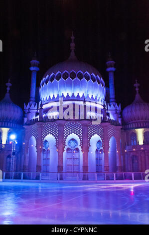 Brighton, UK. 8th Nov, 2012. Winter palace - the Royal Pavilion transformed with the addition of an Ice Rink, Brighton November 8th 2012 phot Credit: Julia Claxton/Alamy Live News Stock Photo