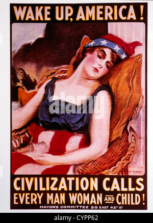 Wake Up America!, World War I Recruiting Poster, 1918 Stock Photo
