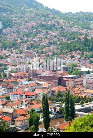 View across Sarajevo, the capital city of Bosnia and Herzegovina. Stock Photo