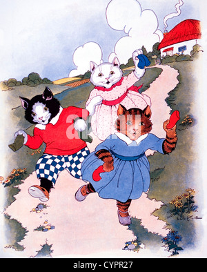 'Three Little Kittens', Mother Goose Nursery Rhyme, Illustration, Eulalie, 1925 Stock Photo