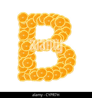 healthy orange fruit alphabet or font isolated on white background Stock Photo