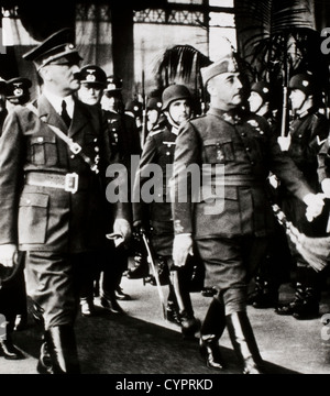 Adolf Hitler and Francisco Franco Observing Troops, Hendaye, France, October 23, 1940 Stock Photo