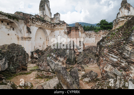 Enormous blocks of Masonry at the ruins of the Iglesia y Convento de La Recolección in Antigua, Guatemala. The church was destroyed by the earthquake of 1773. Stock Photo