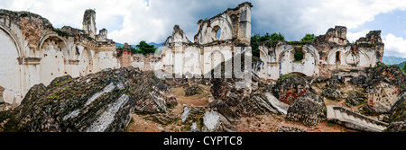 Panorama of the ruins of the Iglesia y Convento de La Recolección in Antigua, Guatemala. The church was destroyed by the earthquake of 1773. Stock Photo