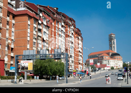 Bill Clinton Boulevard in Pristina, the capital of the Republic of Kosovo. Stock Photo