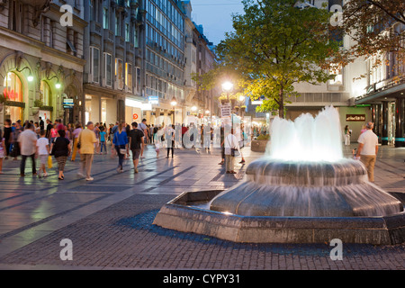 Fountain on Kneza Mihaila street in Belgrade, the capital of Serbia. Stock Photo