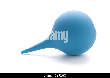 Blue rubber pear (enema). Isolated on white Stock Photo