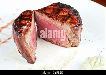 Filet mignon, char-grilled to medium rare Stock Photo