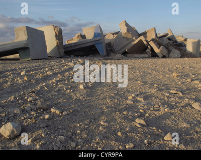 Stack of precast concrete wall panels used for defense near Gaza strip on the Israeli side. Northern Gaza border Israel Stock Photo