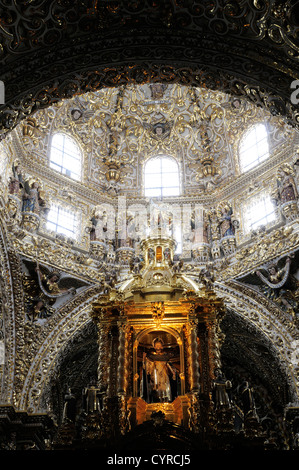 Baroque Capilla del Rosario or Rosary Chapel in the Church of Santo Domingo with ornate interior decorated with gold leaf and Stock Photo