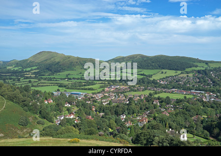 Church Stretton and Caer Caradoc hill from the Long Mynd, Shropshire, England, UK Stock Photo