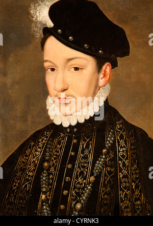 Portrait of Charles IX King Roi of France 1550-74  by Clouet, Francois 1510-72  French Stock Photo
