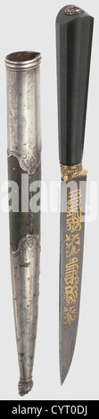 An Ottoman kard with a jade grip and gold inlay,end of the 18th century ...