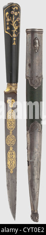 An Ottoman kard with a jade grip and gold inlay,end of the 18th century ...