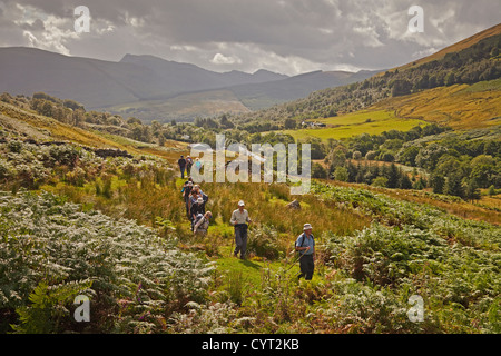 Walkers in Glen Ogle, Lochearnhead Stock Photo