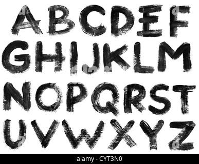 Hand drawn alphabet letters set, isolated. Stock Photo