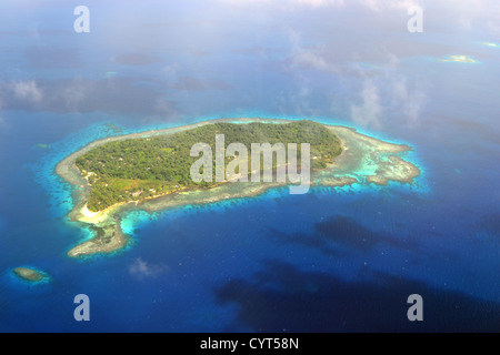 Aerial view of island near Chuuk, Federated States of Micronesia, North Pacific Stock Photo