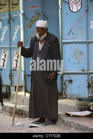 Blind Old Man Standing In The Street, Al Hodeidah, Yemen Stock Photo