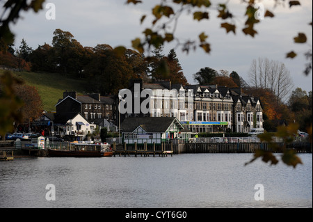Ambleside Pier and pleasure boat jetty on Lake Windemere in The Lake District UK Stock Photo