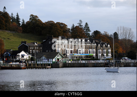 Ambleside Pier and pleasure boat jetty on Lake Windemere in The Lake District UK Stock Photo
