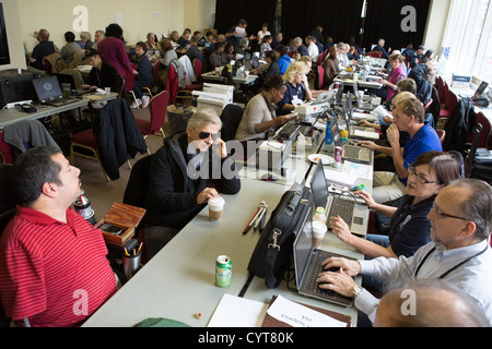 Federal Employees at work in Initial Operating Facility on Response and Recovery from Hurricane Sandy. Stock Photo