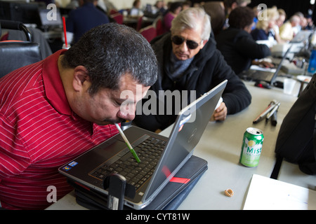Federal Employees at work in Initial Operating Facility on response and recovery from Hurricane Sandy. Stock Photo