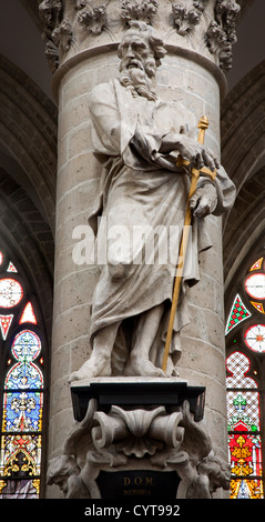 BRUSSELS - JUNE 22: Statue of Saint Paul the apostle from gothic cathedral of Saint Michael and Saint Gudula by sculptor Jeroom Stock Photo