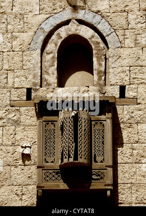 Mashrabiya On A Stone House, Amaan, Yemen Stock Photo