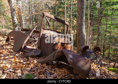 Rusted car in the Eastman Brook drainage of Thornton, New Hampshire USA Stock Photo
