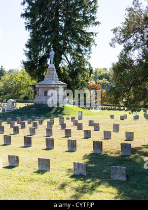 Headstones in Confederate Cemetery of Fredericksburg and Spotsylvania Stock Photo