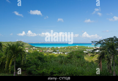 Overlook of town of Grand Case on St Martin Sint Maarten in Caribbean Stock Photo