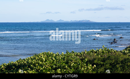 View of St Barts or St Barths from St Martin at Baie de l Embouchure Stock Photo