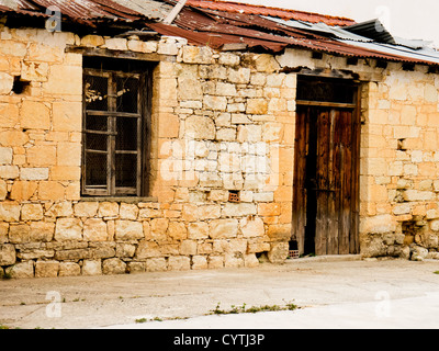 A derelict house in Omodos, Cyprus Stock Photo