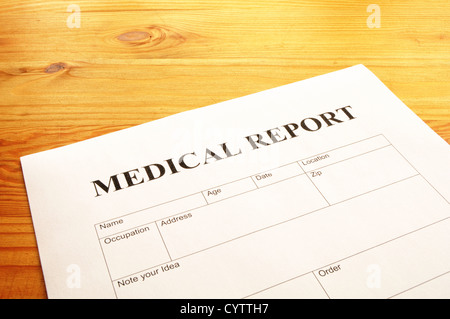 medical report form in doctors hospital office showing health concept ...