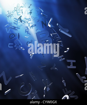 Abstract 3d letters background with light rays from above Stock Photo