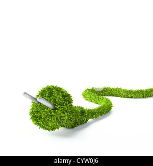 Grass covered electrical plug - renewable energy concept Stock Photo