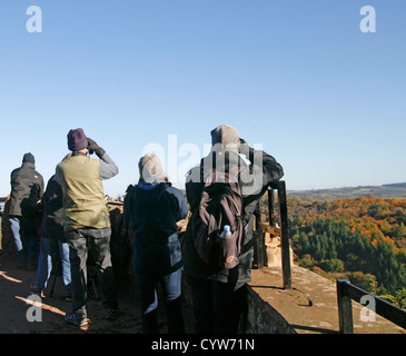 Visitors at Symonds Yat Rock viewpoint Forest of Dean Gloucestershire England UK Stock Photo