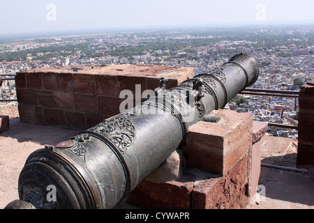 cannon,  artillery used by rajpuths for defence.Mehrangarh fort Jodhpur Rajasthan india Stock Photo