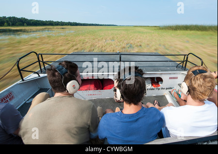 AIrboat tour ride in the Everglades National Park, UNESCO World Heritage Site Florida. Stock Photo
