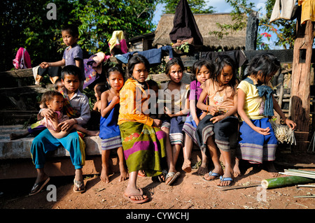 LUANG NAMTHA, Laos — Village children from a rural community in Luang Namtha province, northern Laos. Their presence offers a glimpse into daily life and childhood experiences in this remote, culturally diverse region of the country. Stock Photo