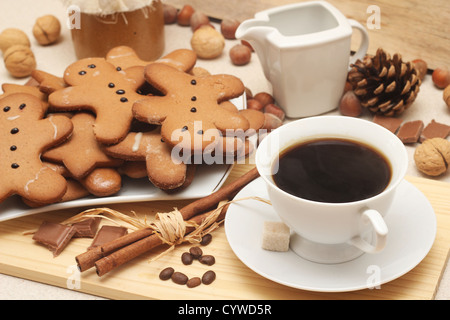 gingerbread man and a cup of coffee Stock Photo