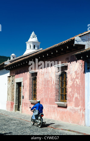 Famous for its well-preserved Spanish baroque architecture as well as a number of ruins from earthquakes, Antigua Guatemala is a UNESCO World Heritage Site and former capital of Guatemala. Stock Photo